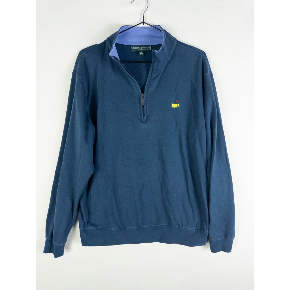 Masters Collection Pima Cotton Quarter Zip Pullover Mens M Blue Golf Augusta